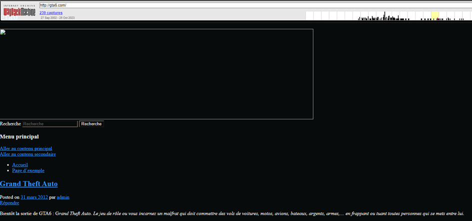 Screenshot Waybackmashine gta6.com